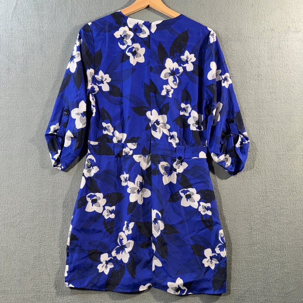 Yumi Kim Blue Floral V-Neck Romper 3/4 Sleeve Pockets Womens Small Back Zipper - Picture 2 of 7